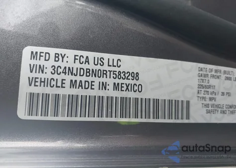 2024 Jeep Compass Latitude 4X4 from USA, damaged, VIN 3C4NJDBN0RT583298